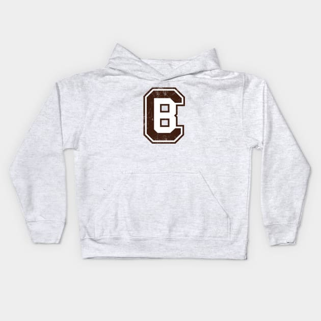 CB Football Monogram - Orange Kids Hoodie by KFig21